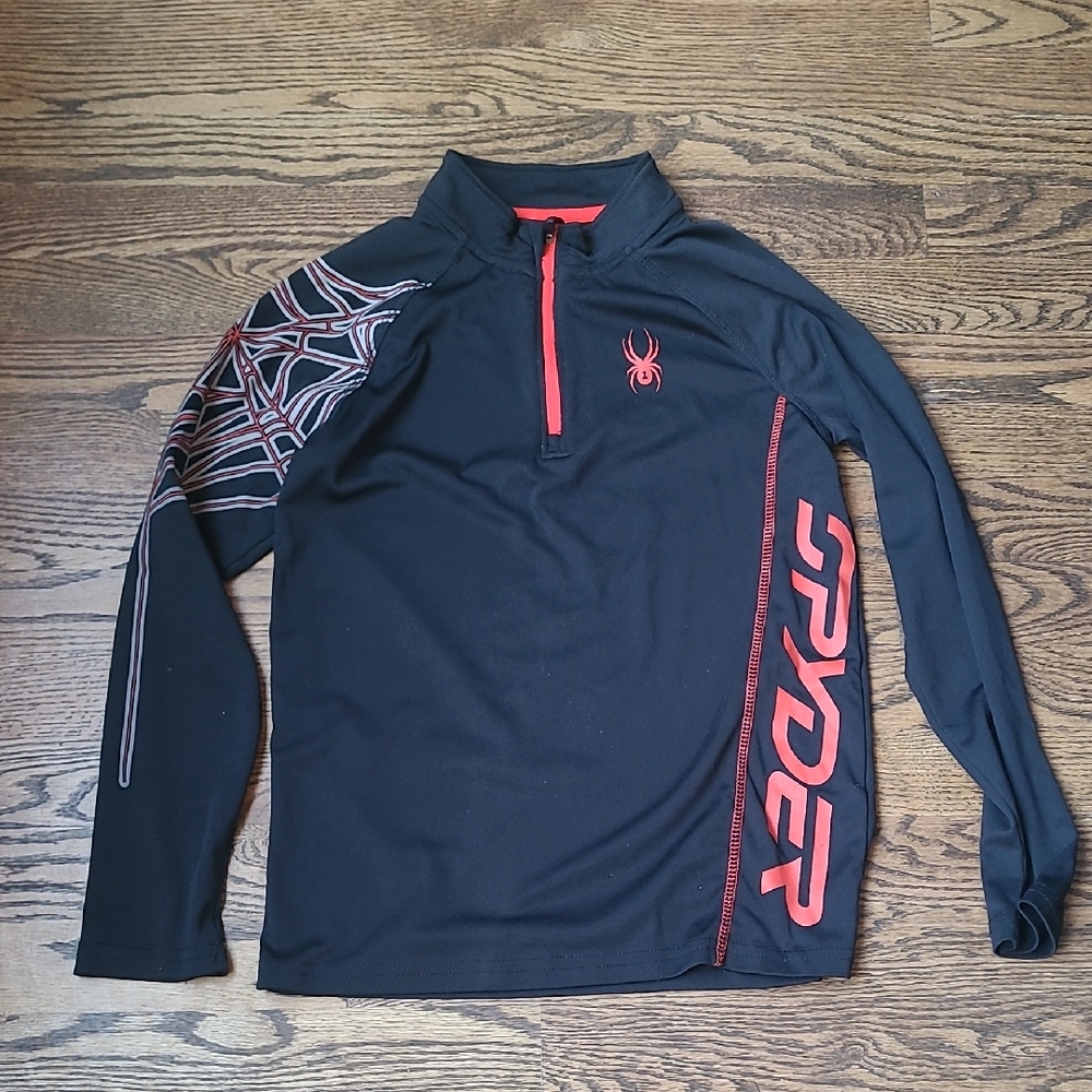Spyder Black and Red Quarter-Zip Top